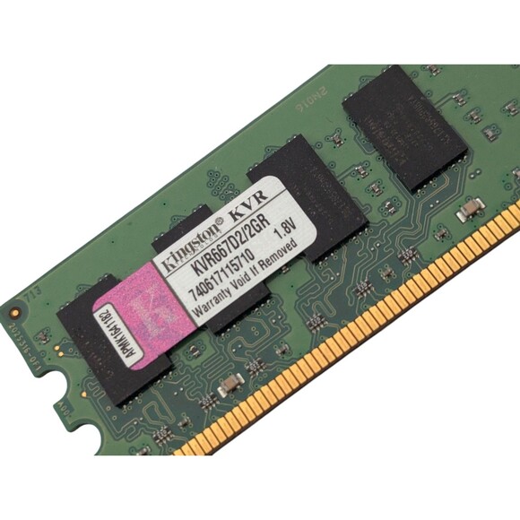 Kingston KVR667D2/2GR 1.8V Memory RAM 99U5316-D62 ADOLF Taiwan Green Gold - Picture 2 of 4